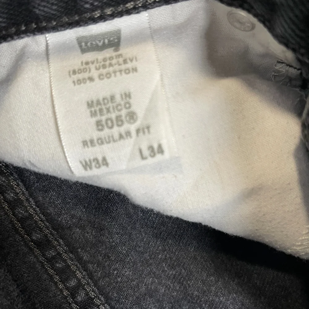 Levis 505 Mens W34 L34 Regular Fit Faded Black Wash Denim Jeans Straight